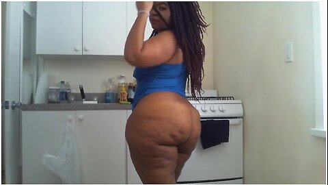 Smoking Big Black Nipples Ebony Phat Ass BBW Kitchen Play